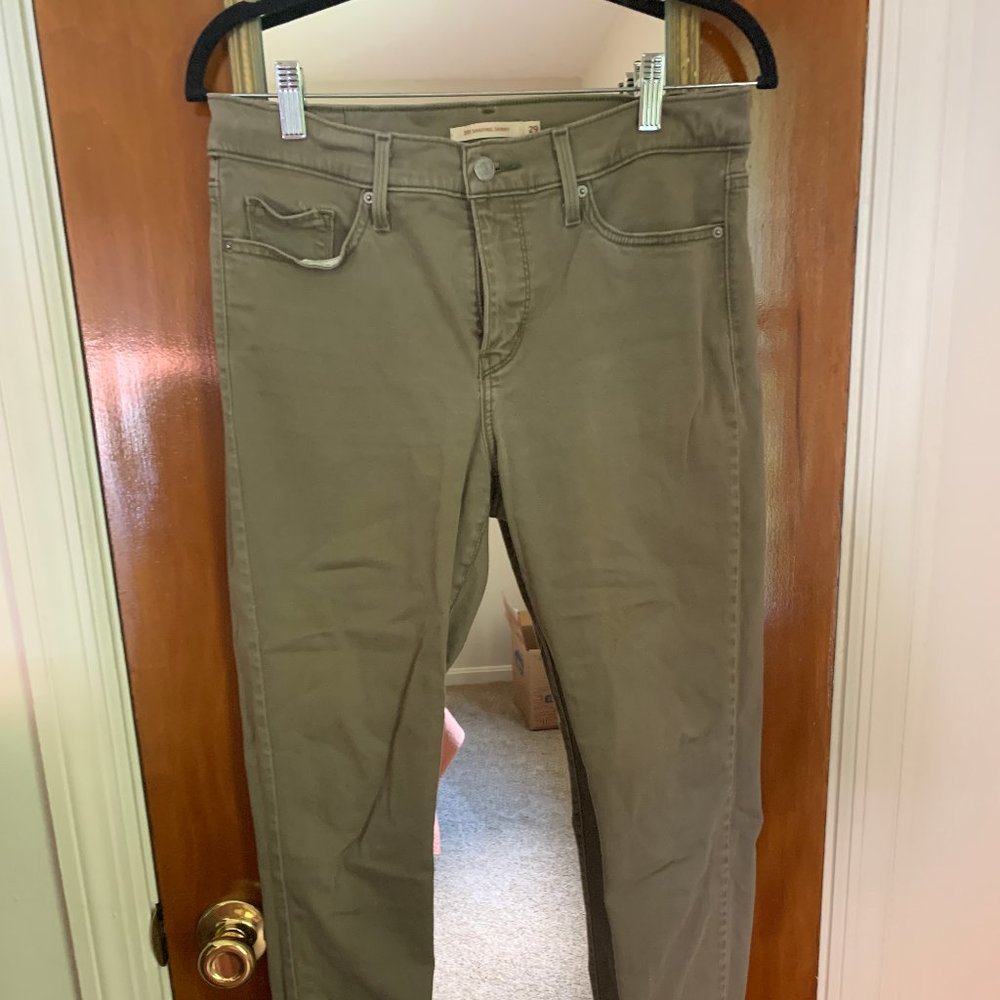 Levi's 311 stretch denim in olive green